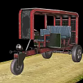 Vintage Red Tricycle With Passenger Seat And Black Wheels On Dirt Road