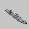 Gray Warship With Red Bottom Number 135 And Superstructure Radar Equipment