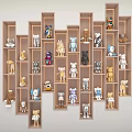 Wall Mounted Wooden Shelves With Various Toy Figurine Collection