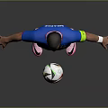 Man in Blue Football Jersey Number 10 White Shorts Red Socks Goggles with Soccer Ball