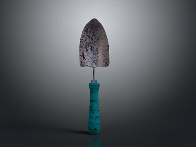 Durable Garden Trowel with Metal Blade and Turquoise Handle for Gardening Work 3d model