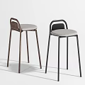 Stylish Modern Bar Stools With Curved Backs Wooden Metal Frames And Soft Padded Seats