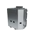 Gray Industrial Control Cabinet With Drawers Vents Wheels And Metal Structure