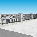 Outdoor Modern Wavy Metal Railing Fence With Concrete Base And Green Plants