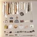 Hanging Various Styles Clothes With Hats Handbags Shoes And Fashion Accessories