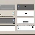 Multiple Modern Air Conditioner Fan Units In White And Gray With Sleek Design Features