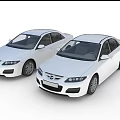 Two White Mazda Sedans Parked Together With Sleek Exterior Design