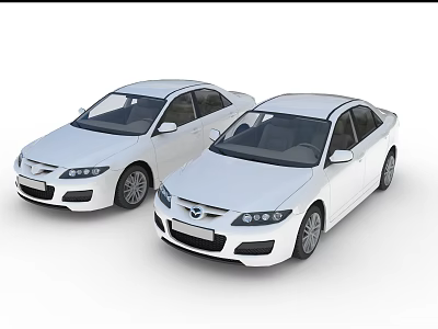 Two White Mazda Sedans Parked Together With Sleek Exterior Design 3d model