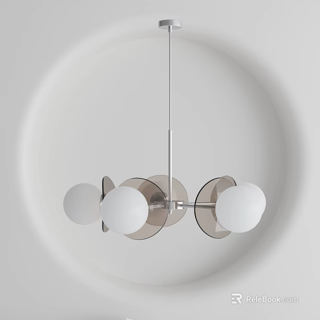 Modern Chandelier With Circular White Shades Metal Frame And Contemporary Design Elements 3d model 