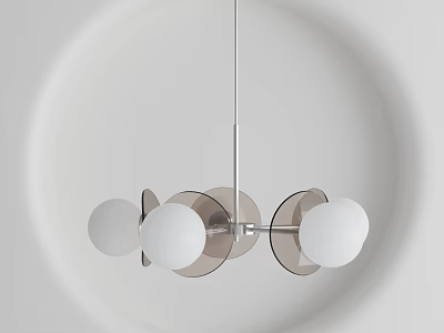 Modern Chandelier With Circular White Shades Metal Frame And Contemporary Design Elements 3d model