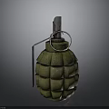 Green Grid Pattern Military Grenade With Fuse And Pull Ring