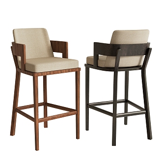 Bar Chair Bar Chair Solid Wood Bar Chair High Chair Single Chair 3d model