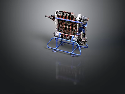 Industrial Mechanical Equipment Featuring Multiple Cylinders Blue Metal Stand And Complex Structure 3d model