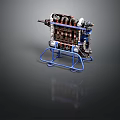 Industrial Mechanical Equipment Featuring Multiple Cylinders Blue Metal Stand And Complex Structure