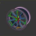 Stylish Blue Metallic Automotive Wheel With Modern Spoke Design And Glossy Rim