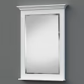 Sleek White Framed Mirror Mounted On Gray Wall For Modern Home Decor 3d model