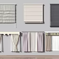 Various Curtain and Blind Styles with Different Designs for Home Window Decor 3d model