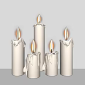Lit Candle Lamps With Dripping Wax And Warm Glow On Light Background