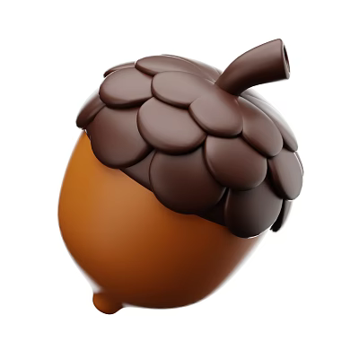 3D Modeled Brown Acorn Shaped Fruit With Smooth Surface And Top Cap Design 3d model