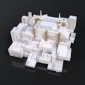 3D Abstract Architectural Structure With White Block Design And Multi Layered Steps
