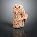 Ancient Human Figure Sculpture Carving With Detailed Clothing Texture In Stone Material