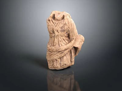 Ancient Human Figure Sculpture Carving With Detailed Clothing Texture In Stone Material 3d model