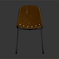 Brown Leather Accent Chair With Metal Legs And Minimalist Rivet Design Details