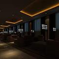 SPA Sauna Modern Relaxation Area With Comfortable Sofas TV Screens And Warm Lighting