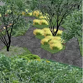 Tranquil Park Landscape With Stone Path Stepping Stones Lush Greenery And Colorful Flowers