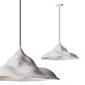 Two White Textured Mountain Shaped Pendant Lights For Modern Interior Spaces