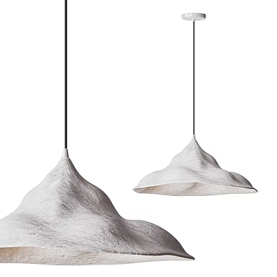 Two White Textured Mountain Shaped Pendant Lights For Modern Interior Spaces 3d model