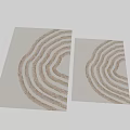 Modern Minimalist Square Area Rug With Wavy Striped Pattern Beige Base And Golden Brown Accents