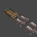 Four Gray Horses Pulling Traditional Wooden Cart with Spoked Wheels