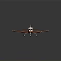 Orange and White Passenger Plane with Propeller Two Seat Cockpit Wing Emblems Stripe Design
