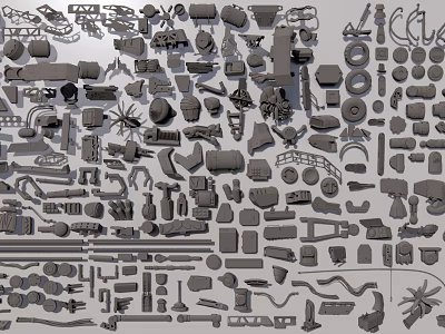 modern mechanical parts 3d model