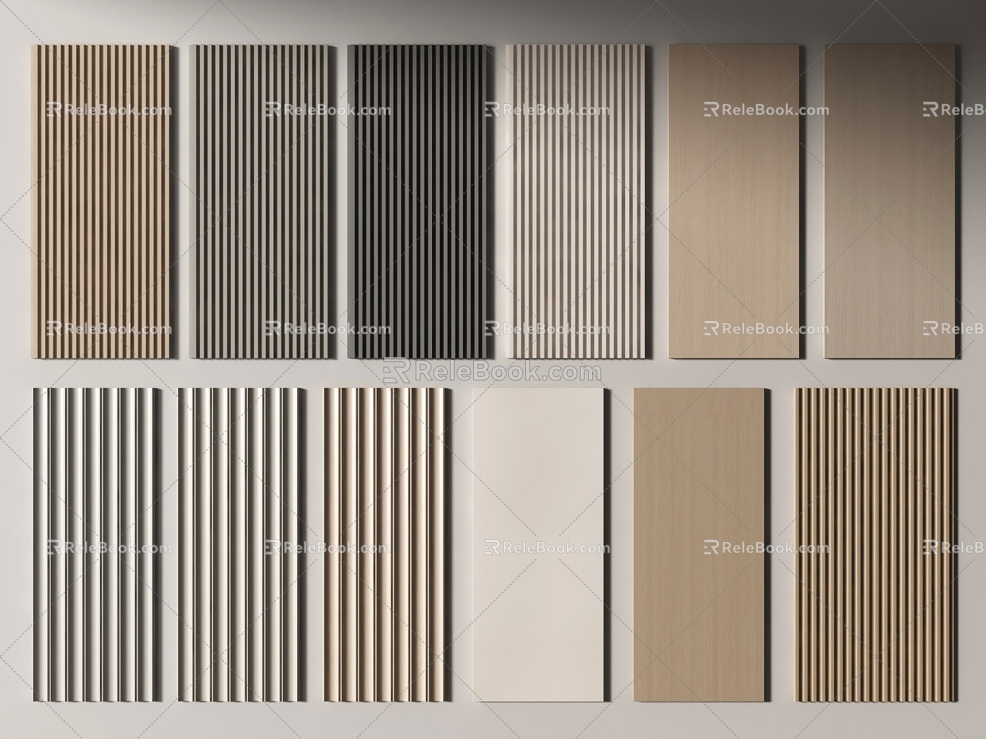 Modern wall panel Grille panel Wood veneer wall panel Background panel Decorative panel 3d model