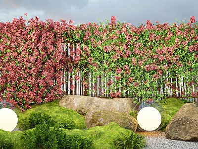 Modern vines, green plants, wall, flowers, plants, tingbu moss, fresh 3d model