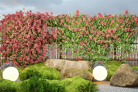 Modern vines, green plants, wall, flowers, plants, tingbu moss, fresh 3d model