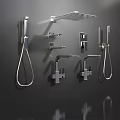 Wall Mounted Modern Shower System With Rainfall Head Handheld Spray And Chrome Control Valves 3d model