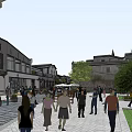 Traditional Commercial Street Featuring Waterfront Plaza Pedestrian Areas And Classic Buildings