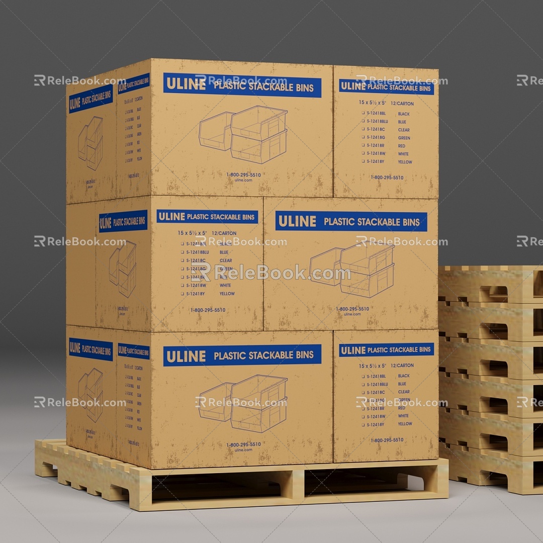 Catering restaurant children's food snacks packaging express logistics transport carton wooden box oil barrel barrel 3d model