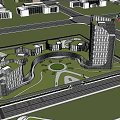 Aerial View Planning Of Modern Urban Development With Curved Buildings Green Spaces And Roads