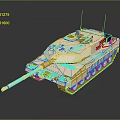 Modern Military Tank With Long Cannon Tracks And Top Equipment Details