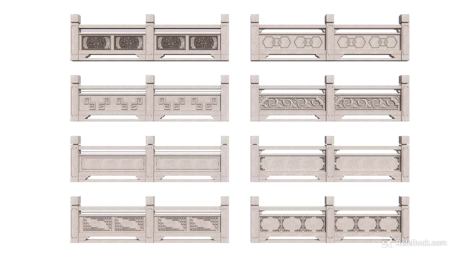 Decorative Fence Designs With Various Ornate Patterns And Architectural Details 3d model