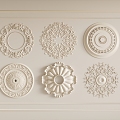 Gypsum lamp panel carved lamp panel chandelier base round lamp panel gypsum component 3d model