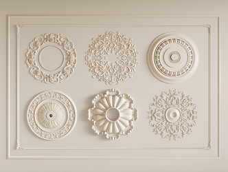 Gypsum lamp panel carved lamp panel chandelier base round lamp panel gypsum component 3d model