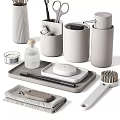 Minimalist Modern Gray Bathroom Accessories With Toothbrush Holder Soap Dispenser And Soap Dish