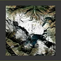 Detailed 3D Mountainous Terrain Model With Snow Capped Peaks And Green Slopes