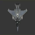 Silver Military Fighter Jet Aircraft With Wings Tail Fins And Mounted Weapons On Gray Background