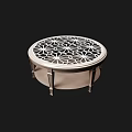 Modern Elegant Round Coffee Table With Intricate Laser Cut Pattern And Metal Frame 3d model